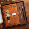 WANDER PRINTS Teacher Difference Personalized Leather Notebook Set