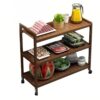 WANGHAI2024M Rolling Cart 3-Tier Rolling Storage Cart Mobile Kitchen and Restaurant Utility Rack for Dining(Brown,Small)