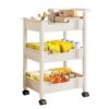 WANGHAI2024M Rolling Cart 3-Tier Rolling Storage Cart Movable Bookshelf and Snack Organizer Shelf(White)