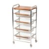 WANGHAI2024M Rolling Cart 5-Tier Snack and Fruit Cart Mobile Kitchen Vegetable Basket Rack Utility Organizer