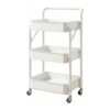 WANGHAI2024M Rolling Cart Foldable 3-Tier Utility Cart Collapsible Mobile Storage Rack Multi-Room Organizer(White)