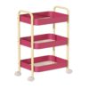 WANGHAI2024M Rolling Cart Rolling Bedside Storage Cart 3-Tier Movable Snack Organizer Shelf with Wheels(Pink)