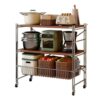 WANGHAI2024M Rolling Cart Rolling Kitchen Room Utility Cart Multi-Tier Mobile Storage Rack and Desk Side Cabinet(Small)