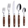 Ware Set Retro/rivet Colorful Stainless Steel Tableware Kitchen Flatware Utensils Includes Dinners Spoons Salad & Dessert (wood 2