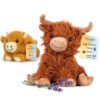 Warm Pals Highland Cow Microwavable Stuffed Animals, Baby + Full Size Set