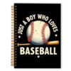 WASGBE Baseball Lover Player Gifts Spiral Notebook Journal for Men 5.5x8.3
