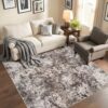 Washable 5x5 Area Rug Bedroom: Thin Low Pile Carpet for Indoor Living Room