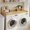 Washer Dryer Countertop, 54" x 27.5" Natural Wood Double-Layer Shelf Topper