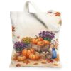 Watercolor Pumpkins Harvest Pumpkins Autumn Canvas Tote Bag 13x15 Inch