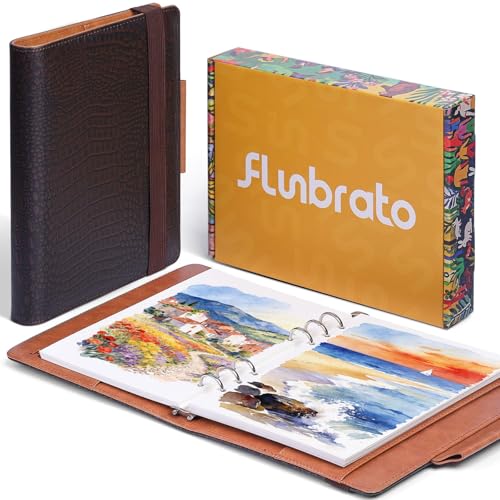 Watercolor Sketchbook A5 (8.3" x 5.8"), 24 Sheets 100% Cotton Hot Press 300GSM 140LB, Refillable Paper with Dual-Sided Consistent Texture, for Watercolor, Gouache, Acrylic & Mixed Media