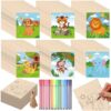 Watersay 60 Pcs Wood Crafts Unfinished Ornaments, Painting Activity,Animal