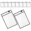 WATIIFUFU Dry Erase Pocket Sleeves 10x14 Inch Pet Plastic Sheet Protectors Reusable Black 10pcs with Hanging Design Job Ticket Holders for Homeschooling and Drawing Activities for Organized