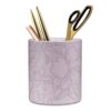 WAVEYU Round Leather Pen Holder for Desk, Desktop Organizer,(Carved Purple)