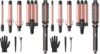 Wavytalk 5 in 1 Curling Wand Set, Dual Voltage Curling Iron Set with 5 Interchangeable Barrels Included A Thermal Brush, A Hair Crimper and 3 Ceramic Curling Wands(0.5"-1.25"), Rose Pink (Pack of 2)