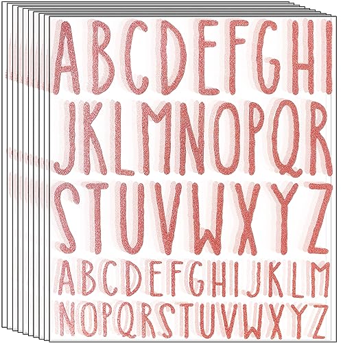 Waynoda Letter Stickers 10 Sheet Self Adhesive Letters Stick on Letters Capital Alphabet Sticker Letter for Crafts(Rose Gold,1 Inch,2 Inch)