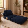 WDYLWFHW Single Folding Bean Bag Chair, Convertible Sleeper Sofa Bed, Blue