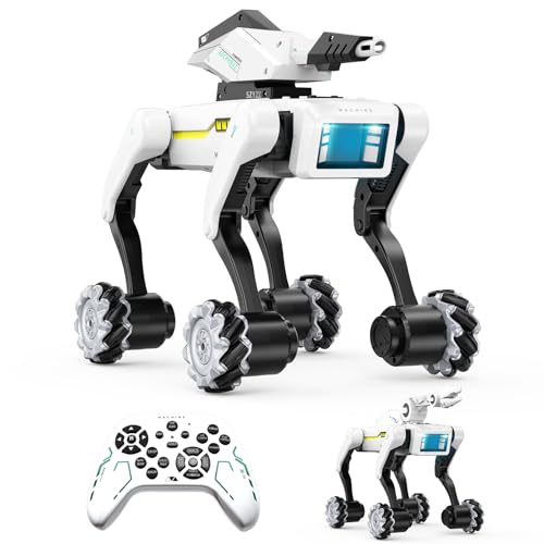 WEACFUS 3 in 1 Robot Dog Building Kit for Kids Ages 6-12, Voice & Remote Control Robotic Pet, 30+ Bionic Actions, 25m Range, Programmable STEM Toy with Claw & Cannon