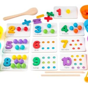 WECHARM KIDS Fine Motor Toys，Wooden Peg Board Bead Game for Toddlers - Rainbow Stacking, Color Sorting & Counting Toys | Fine Motor Skills Development | Math Learning Games for 3 4 5 Years Old