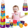 WEEJOYGAM Stacking Cups Baby Toys 6-12 Months, Stacking Toys for Toddlers 1-3, Montessori Toys for 1 Year Old, Nesting Color Stack Blocks Stackable Bath Shower Developmental Learning 12-18 Months Gift