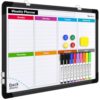 Weekly Calendar Whiteboard for Wall, 16x12 Inches Dry Erase Board, Small Magnetic White Board, Double-Sided Hanging Board for Office School Home Kitchen, Portable Board for Drawing Planning，Black