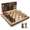 Wegiel Grand Royal Wooden Chess Set for Adults and Kids - 18 Inch Luxury Chess Set, Handcrafted from Premium Beech and Birch Wood - Unique Folding Design with Storage