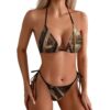 WEIHAKO Bikini Sets for Women Sexy Two Piece Swimsuit Wooden Structure Swimsuits Adjustable Straps Bathing Suit Medium