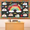 Welcome Back Bulletin Board Decoration Set Rainbow Classroom Decorations Rainbow Cloud DIY Name Tags Colorful Apples Pencil Paper Cutouts for Back to School Classroom Office Wall Door Teacher Supplies