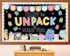 Welcome Back to School Bulletin Board Set Composition Notebook Inspirational Classroom Decoration Colorful Ready to Unpack a Great Year Paper Cutouts for School Office Home Chalkboard Wall Door Decor