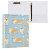 WELLDAY 3 Ring Binders, Corgi Pattern Blue Round Ring Binder