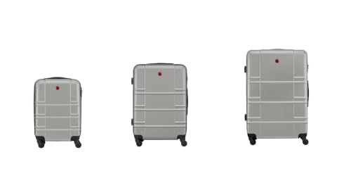 Wenger Itinera Hard Shell Suitcase with 4 Smooth Spinner Wheels, Secure Combination Lock, Travel Trolley for Holidays & Business, Unisex, Silver, Set of 3 Carry-On, Medium, Large