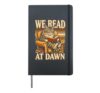 We Read At Dawn Book Lover Cat Reading Hardcover Journal, Black
