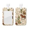 Western Horse Floral Cactus Id Badge Holder with Lanyard 4" X 2.5", Waterproof Durable Sliding Badge Sleeve for Office Workers Teachers Nurses