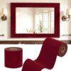 WESTICK Burgundy Red Velvet Mirror Frame Border Self Adhesive Dark Red Bulletin Board Border 3.9" x 394" Vintage Peel and Stick Velvet Wallpaper Borders for Bathroom Dresser Classroom Sticker Decor