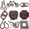 Wettarn 9 Pcs Metal Brain Teasers 3D Steel Puzzle Set, Classic Style