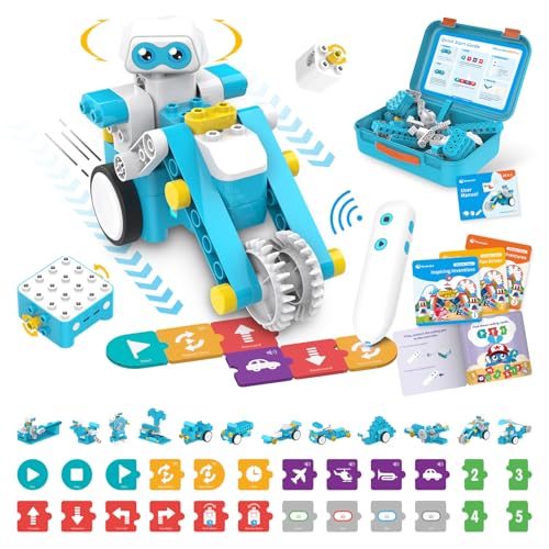WhalesBot B3 Pro 24-in-1 Coding Robot Kit, Educational STEM Toy, Advanced Smart Programming for Educators, Robot Building Set with Controller&Motor&Sensors for Kids 4-6, 5-7