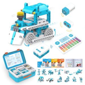 WhalesBot D3 Pro 12-in-1 STEM Wecode Pad Coding Robot Kit for Kids, 388-Piece Educational Building Set with Interactive Storytelling, Ideal Toy for Boys & Girls Ages 6-8