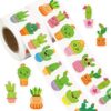 Whaline 1400Pcs Cactus Paper Stickers 16 Designs Succulent Plant Decals Cute Summer Adhesive Stickers for DIY Crafts Rewards Greeting Cards Scrapbooking Decor, 1.5 in