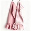 Whaline 2Pcs Pink Stripe Ruffled Kitchen Towels, 15.7 x 23.6 Inch