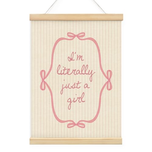 Wheatwin Girls Room Decor, I’m Literally Just A Girl Wall Art Wooden Framed, Pink Bow Coquette Room Boho Decor for Tween Baby Girls Kids Nursery Bedroom 12x16 Inch