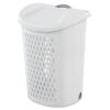 Wheeled Plastic Laundry Hamper,Adult-Sized White Rolling Basket, Large Capacity, Easy-Clean for Home/Laundry Room/Dorms