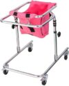 Wheeled Walker for Children with Cerebral Palsy, Adjustable Height, Suitable for Height 31"- 47", Rehabilitation Standing Frame Walker Walking Aid for Disabled,Pink