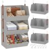 WHEEXIAG 3-Tier Hanging Closet Organizer, Extra Large Fabric Closet Shelves with Zipper, Foldable Closet Storage Organizer for Clothes, Handbags, Socks, Underwear, Dorm Room and RV,Grey- 1 Pack