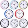 Whimsibelle 8 Pcs Silent Wall Clock Bulk 8 Inch Quartz Analog Clocks Non Ticking Round Easy to Read Classic Battery Operated Round Clocks Easy to Read for Classroom Office School Bedroom (Multicolor)