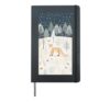 Whimsical Fox on a Snowy Forest Hill in Winter Hardcover Journal, Black