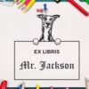 Whippet Peeking Ex Libris Book Stamp, Duo Hand Mount, 1-5/8 Square