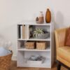 White 3‑Shelf Freestanding Bookcase, Closed‑back Adjustable Storage Cabinet. Heavy‑duty Particle Board & MDF, Bottom Shelf Holds 50LB, Vertical Organizer For Living Room, Home Office & Small Rooms