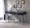 White/Black High Gloss & Chrome Finish Writing Desk W/USB，Laptop Desk for Bedroom