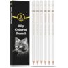 White Color Pencils, Professional 6 Pack Draw Pencil for Sketching, White Sketch Pencils for Sketching, Shading, Blending, Chalk for Beginners & Artists, Art Supplies for Drawing and Highlighting
