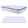 White Enamel Rectangular Tray with Lid 30x20x5cm Laboratory Tray