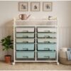 White Large Capacity Craft Storage Cabinet & Rolling Cart with Drawers